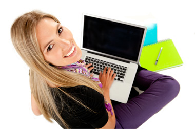 Girl with laptop image